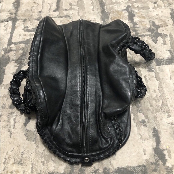 CHANEL CC HANDBAGS Black LEATHER&PLASTI<wbr/>C CHAIN SHOULDER STRAP TOTE BOW - Picture 1 of 3